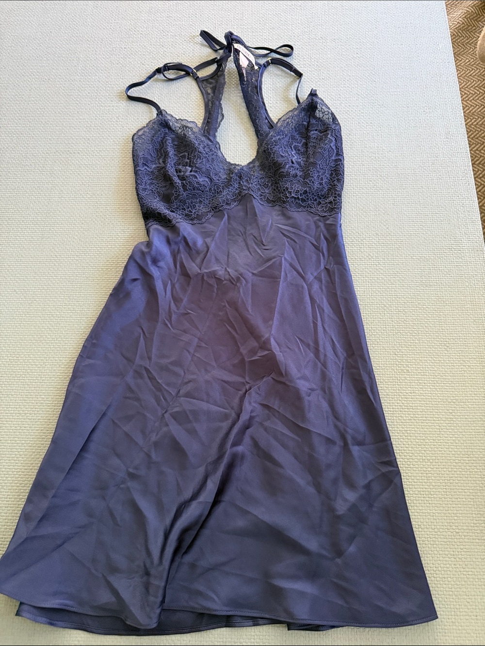 Victoria's Secret Navy Lace-Trim Slip Chemise